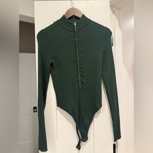 Good American Forest Green Ribbed Bodysuit